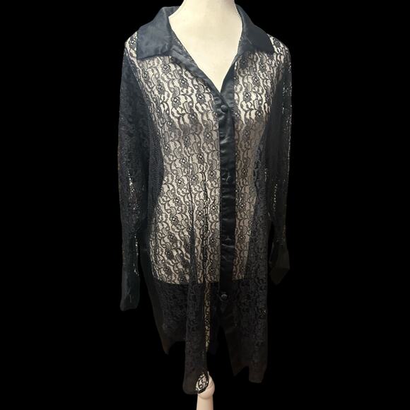 Vintage Victoria’s Secret Gold Label Sheer Lace Blouse/Duster - Picture 3 of 6